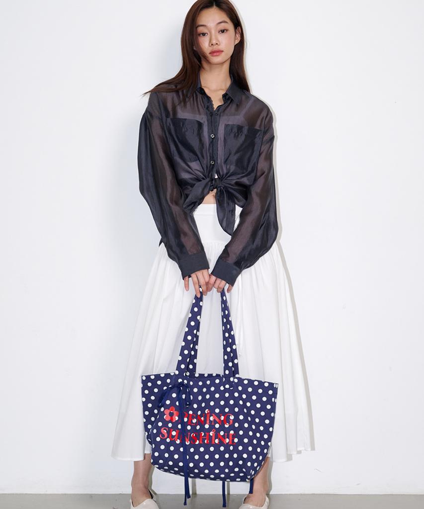 Opening Sunshine Heart Pocket Big Eco Bag Dot Navy