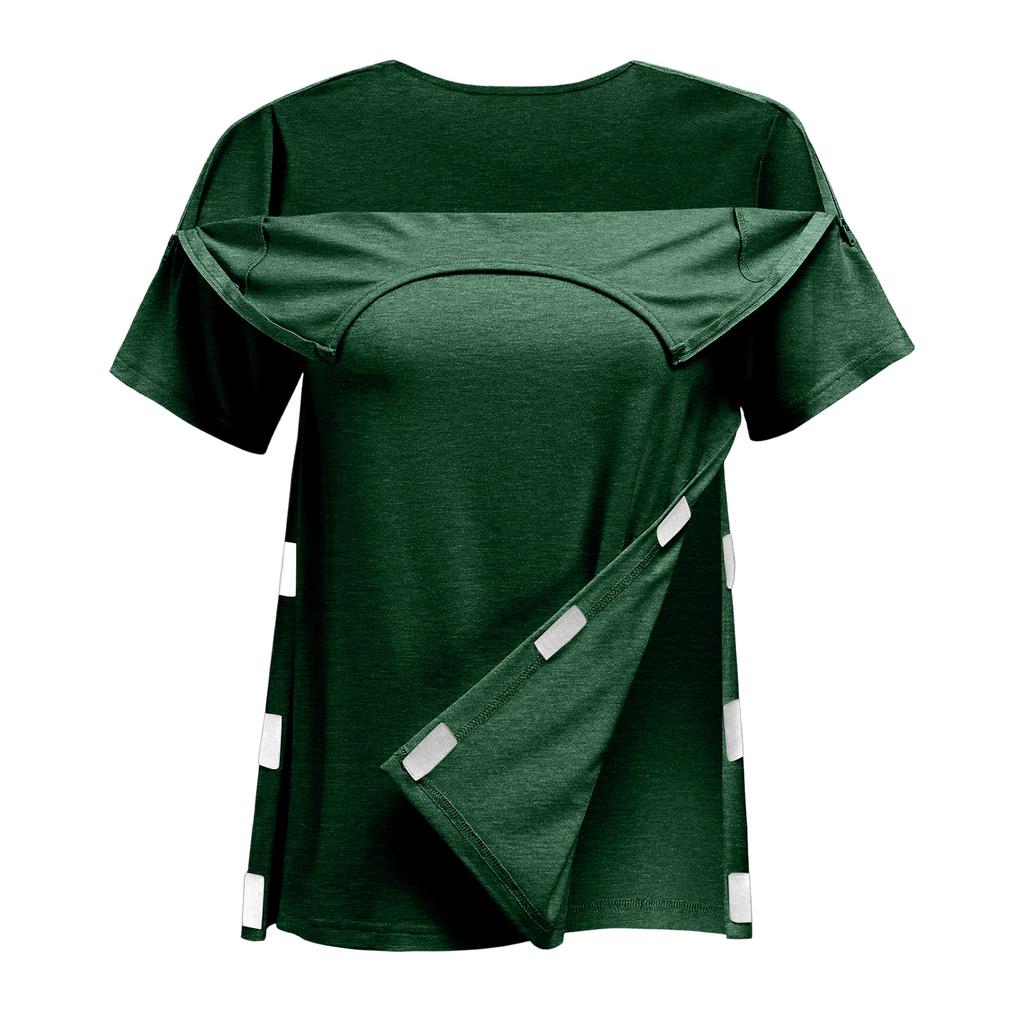 Camicia Colorata Manica Corta Post-operatoria da Donna con Zip sulla Spalla e Chiusura Laterale.