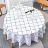 Nordic Round Table Tablecloth Modern Pvc Grid Printed Waterproof Oil-proof Anti-hot Table Cloth Coffee Dining Table Mat Plastic