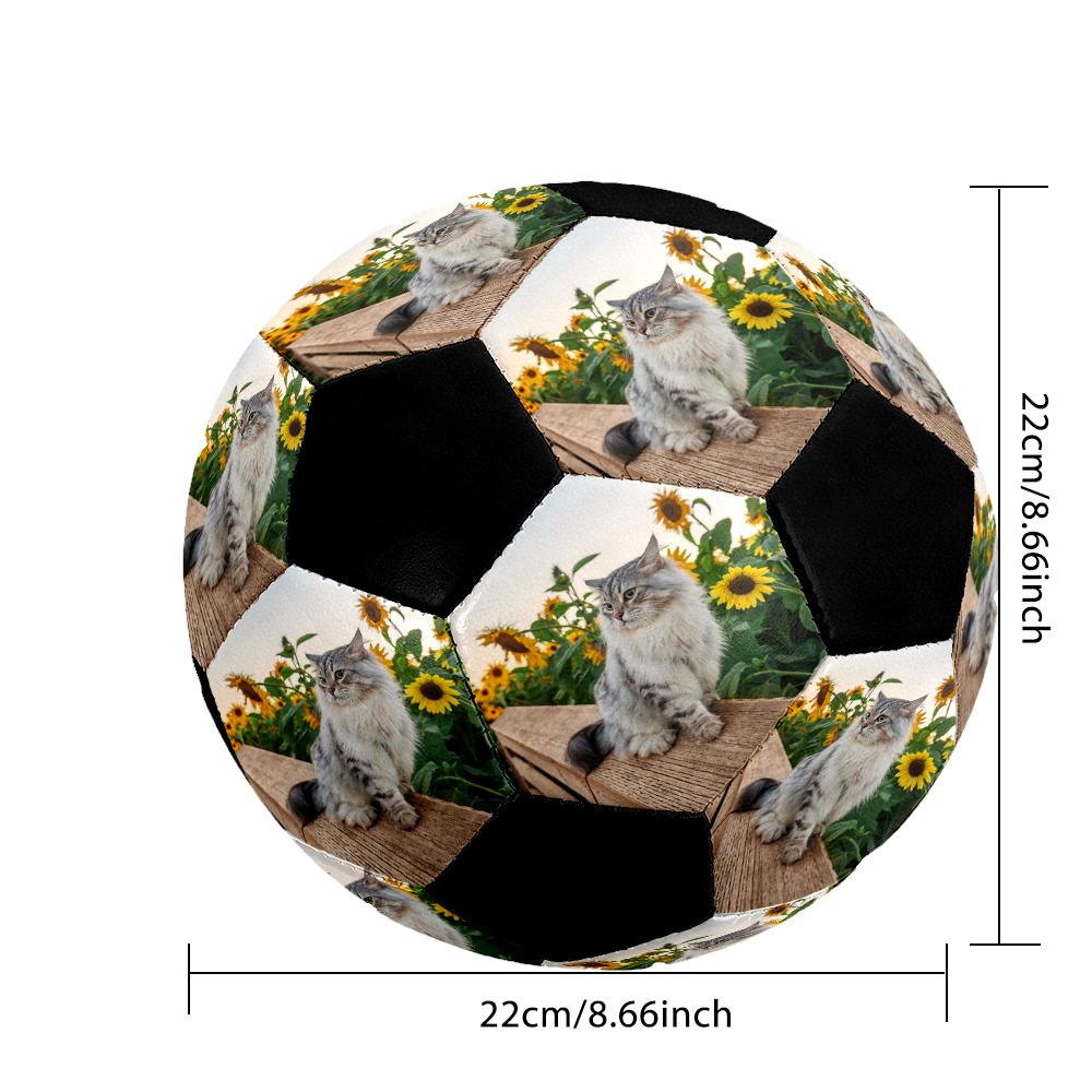 Cat Wooden Fence Customize Your picture Size 5 Soccer Ball Machine-Stitched Indoor/Outdoor Training and Matches Personalized Printing soccer