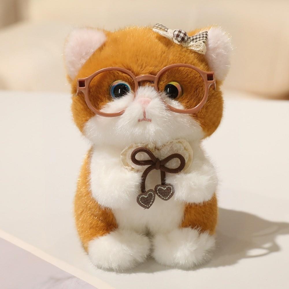 Fluffy Cute Cat Keychain Small Kawaii Glasses Key Ring Comfort Stuffed Animal  Wallet Charms