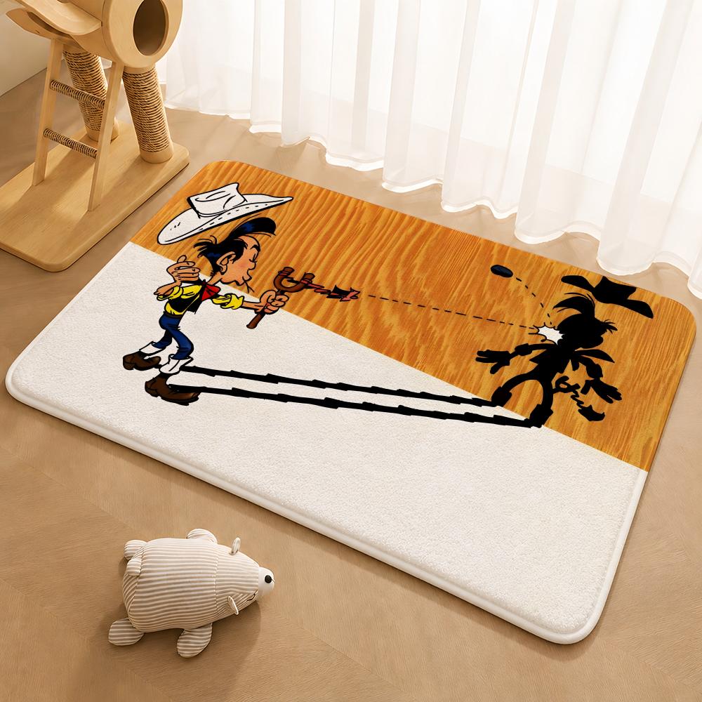 LUCKY LUKE CARTOON Floor Mat Floor Mat Soft Flannel Non-Slip Door Rug for Living Room