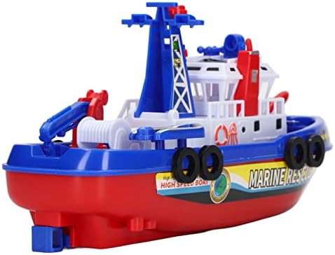 Fauitay Music Light Boat Toy, Automatic Water Spray Electric Bath Toy with Simulated Siren Sound, Rounded Edges Safe Non-Toxic Kids Bath Time Toy