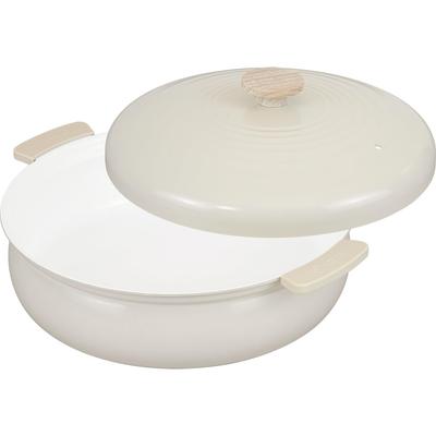 Mesa Grande para Indução e Gás Panela Cerâmica Leve RB-3657, 30cm, Marfim, 6-7 Pessoas, Compatível, Panela com Duas Alças,