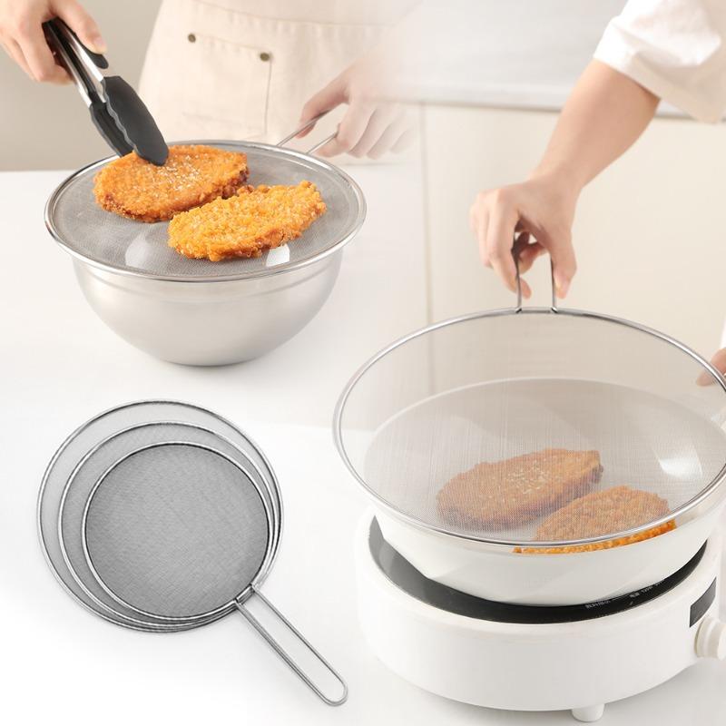 Stainless Steel Flour Tea Strainer Mesh Colander Sieve Filter Sifter Thickened Oil Skimmer Strainer Scoop Cooking Tools 2025