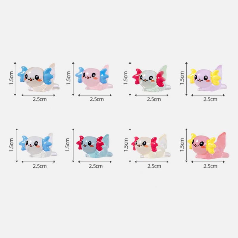 

50-100PCS Luminous Axolotl Miniatures Ambystoma Mexicanum Glow At Night Cute Animals Fish Tank Moss Microlandscape Decoration 50PCS