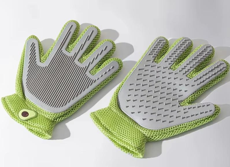 HIPHOPPET BSCI Reusable Double-Sided Pet Hair Removal Glove Eco-Friendly Silicone Massage Brush for Bathing & Grooming Cats Dogs