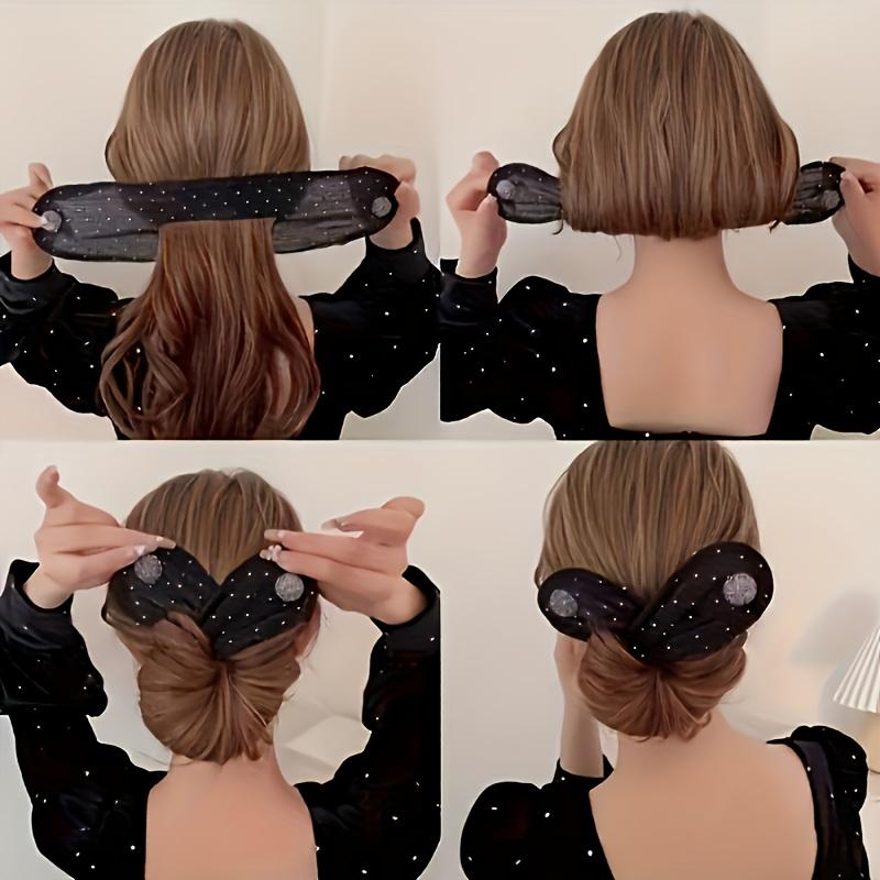 1pc Elegant Rhinestone Embellished Hair Bun Maker - Soft Fabric Clip for Women and s, Suitable for Hairstyling & Hair Protection
