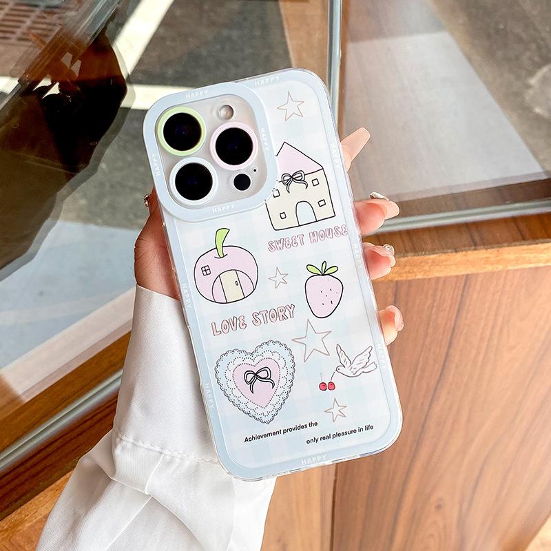Pink House for Apple 17 Mobile Phone Case for IPhone16promax Cartoon 15plus Couple New Style