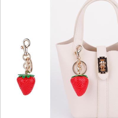 Little Lemon Rhinestone Keychain Trendy Design Creative Artificial Fruit Cute Women's Bag Pendant Car Keychain Ring Cartoon Gift