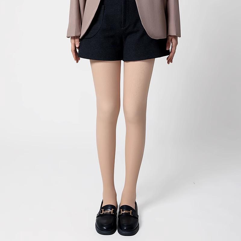 Women's Double Layer Fleece Lined Button Pantyhose for Autumn/Winter