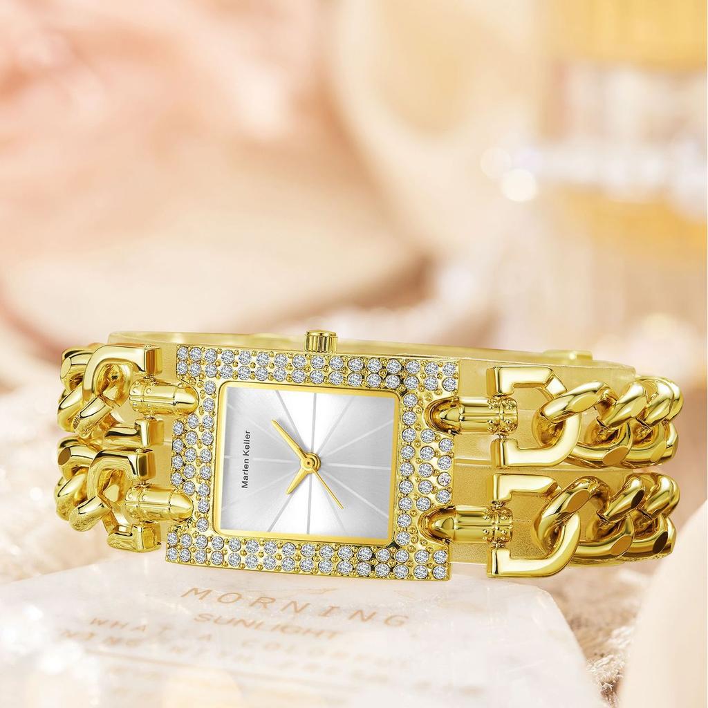New Top Brand Luxury Women's Square Diamond Watches Alloy Clock Lady's Gold Strap Watch Fashion Quartz Wristwatch