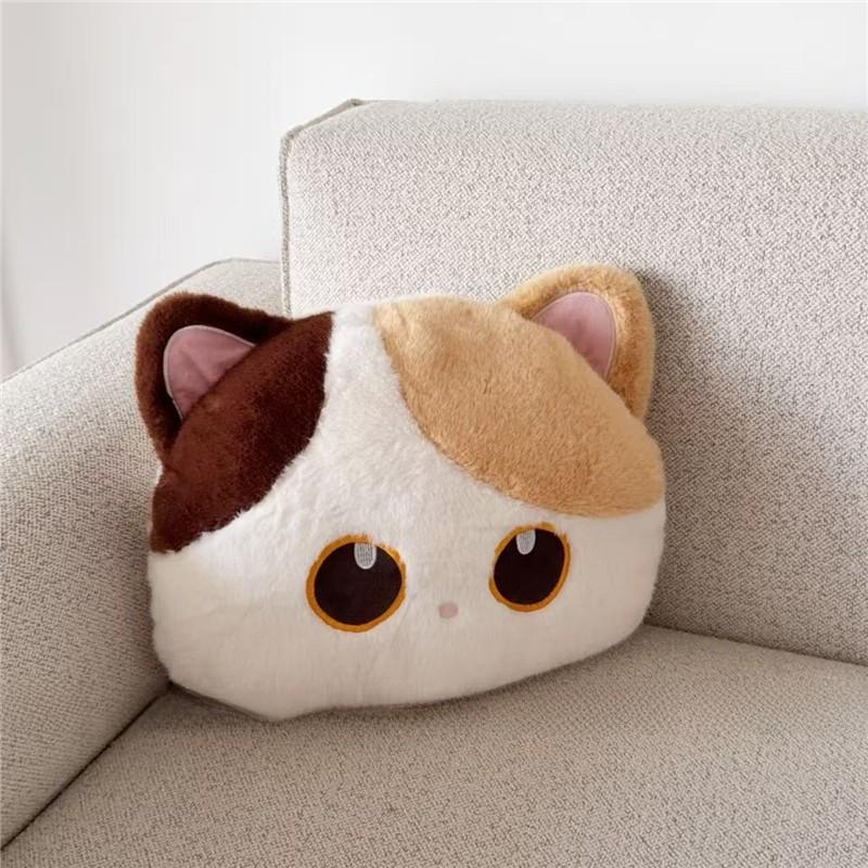 Cartoon Cat Plush Pillow With Embroidered Animal Design For Couch Lounge And Bed Comfort