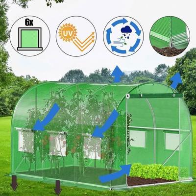Garden Greenhouse - - Tunnel 200 X 300 X 200 Cm - Galvanized Metal - UV Protection - PE Film 140 G/m²