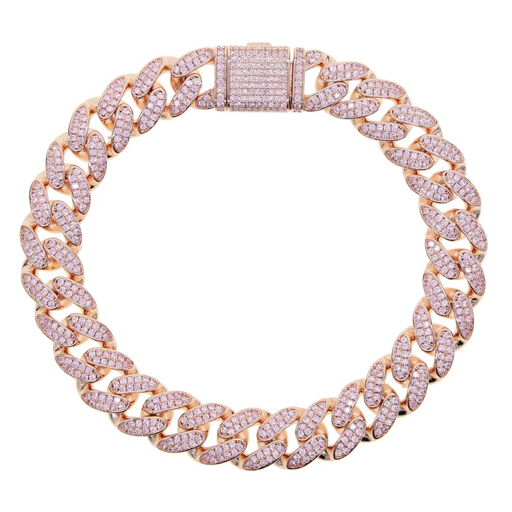 Hip-hop Punk Style 12mm Zircon Cuban Chain Anklet with Copper Design Silver/Rose Gold Plated Women's Foot Jewelry Gift