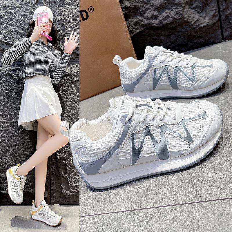 Summer mesh Forrest Gump shoes women's platform lace-up breathable sports and leisure shoes 2025 new versatile mesh shoes