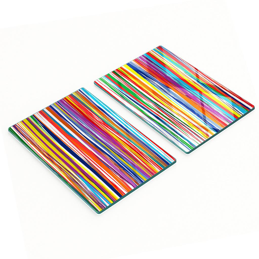 Glass Kitchen Cutting Boards With Colorful Striped Graphics 2X40X52 Cm