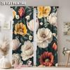 2Pcs Vintage Floral Window Curtain Polyester Drapes With Rod Pocket Light Yellow Rose Print For Living Room Machine Washable