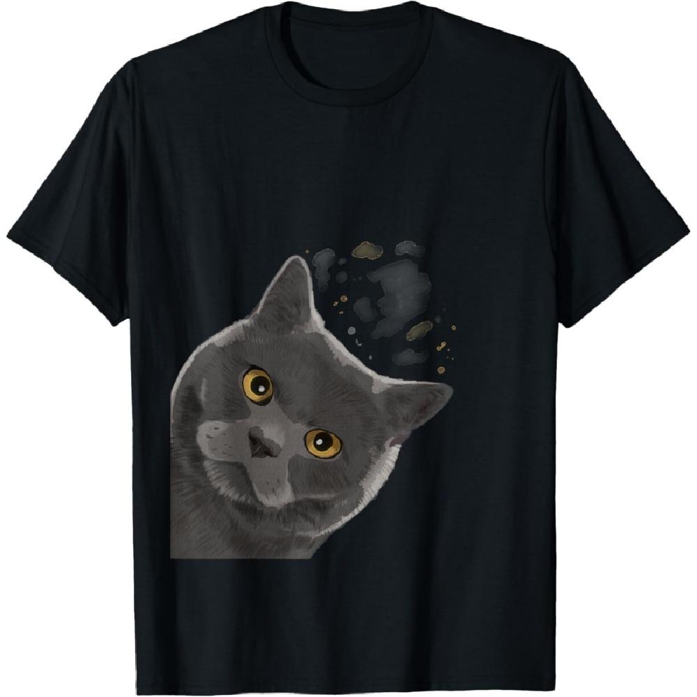 

Забавная любопытная футболка с британской короткошерстной кошкой для мужчин, женщин и детей(2) XXXXXL чёрный