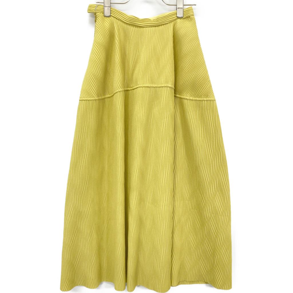 LE CIEL BLEU [Good Condition/24Stainless Steel] 24S67102 Wave Pleated Skirt skirt 34 yellowUsed
