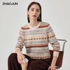 Women's 100% Wool Fair Isle Knit Sweater