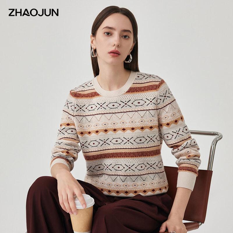 Women's 100% Wool Fair Isle Knit Sweater