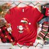 Santa AZ Alphabet Womens Tshirt Christmas Party Casual Tee with Graphic Print Holiday Fashion Y2k Tops for Female Clothing
