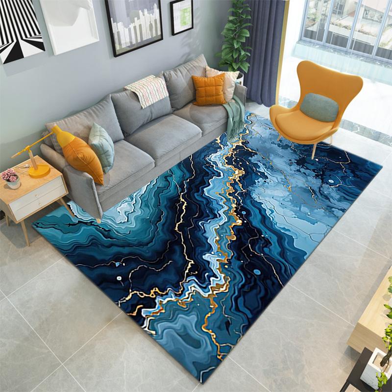 1PC Marble texture printed Carpet Rug for Living Room Bedroom Home Sofa Decoration,Non-slip Floor Mat Floor mat