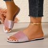 Fashion 2025New Shiny Rhinestone Fashion Ladies Slippers Outdoor Women Roman Shoes Flat Sandals Female Casual Beach Crystal Slides