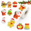 Holiday Decorative Labels for Envelopes 500PCS Colorful Christmas Pattern Stickers Roll Waterproof Self-adhesive PET Baking Packaging Labels Decals
