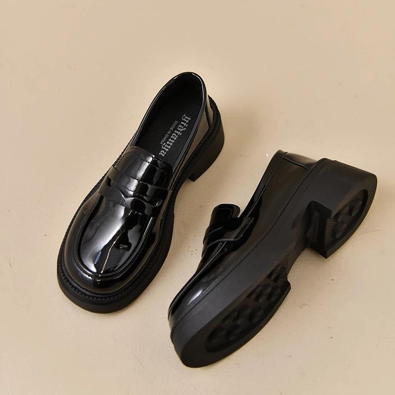 French platform thick heel Mary Jane single shoes women's 2025 autumn and winter British style versatile one-pedal loafers women