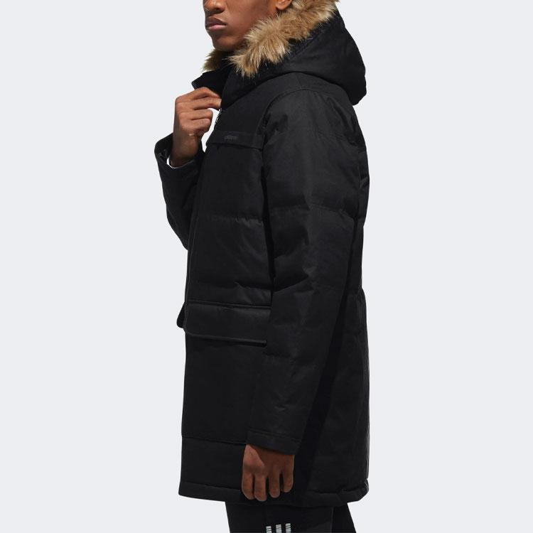 Adidas Neo Down Parka Solid Color Mid-Length Cotton Jacket Winter Men Jacket Black DM2202
