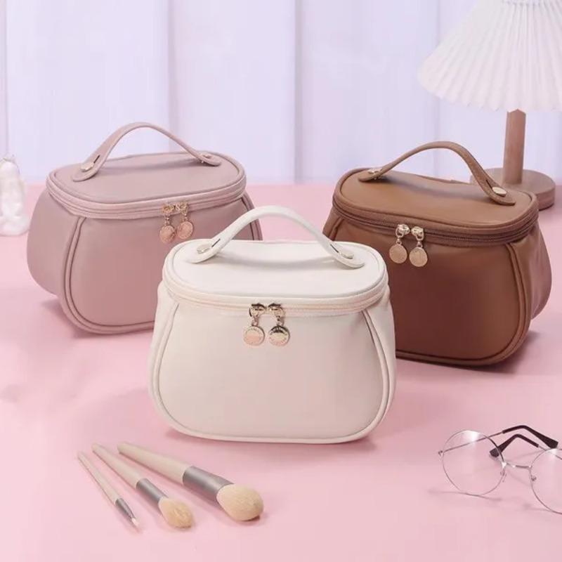 1 Pc Empty Women Fashion PU Leather Zipper Makeup Bag Portable Travel Waterproof Bathroom Storage Pouch