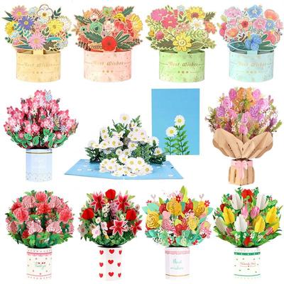 3D Pop-Up Flower Greeting Cards with Envelope Bouquet Thank You Greeting Card for Birthday,Mothers Day,Anniversary Wife Mom Girlfriend Teacher Gift