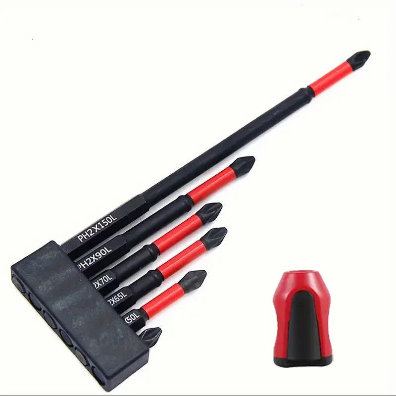 Shock-resistant Magnetic Phillips Screwdriver Bits with Anti-slip Teeth