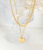 Double Layer Heart Pendant Titanium Necklace - Hip Hop Style, Non-fading Fashion Clavicle Chain for Women