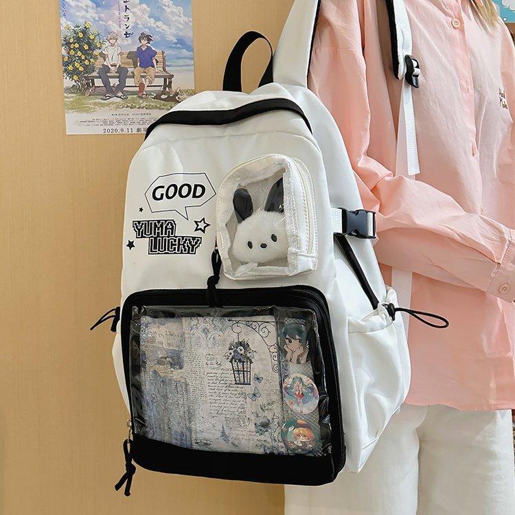Schoolbag two-dimensional element large-capacity transparent campus pain layer versatile schoolbag junior high school high school student backpack