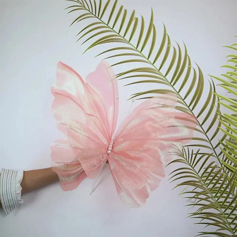 Duży motyl 3D symulacja 50 cm, dekoracja festiwalowa ślubna, duży wiszący pusty tiulowy sztuczny motyl
