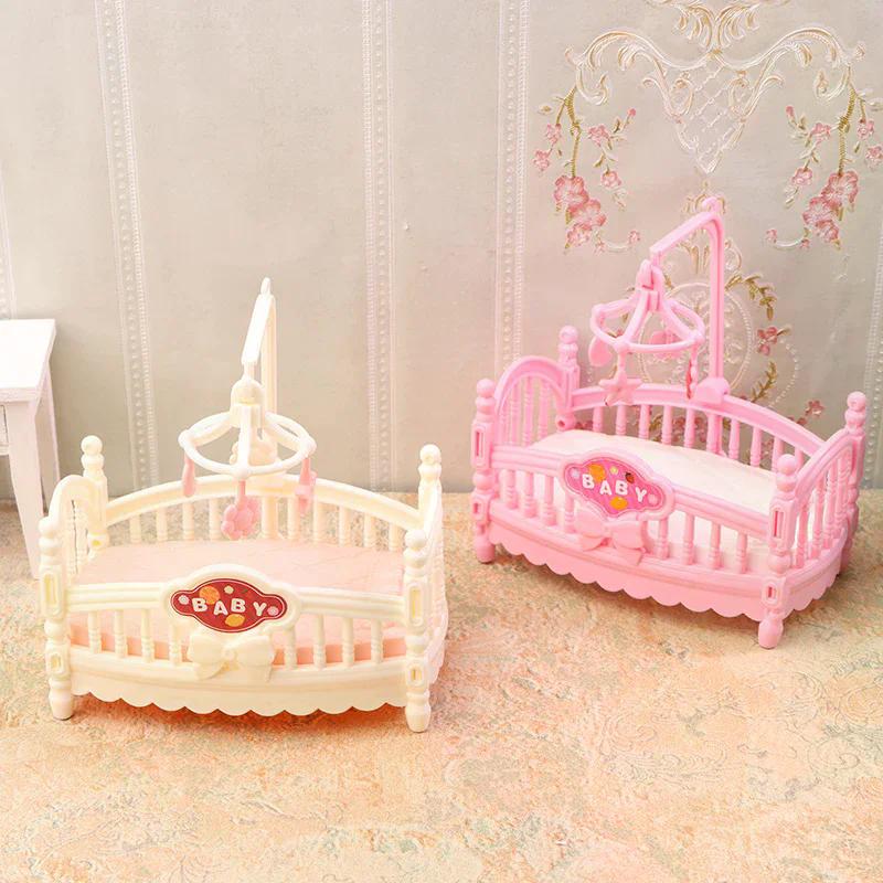 1/12 Dollhouse Simulation Mini Crib Baby Bed Model Bedroom Furniture Accessories For Dolls House Decoration Kids Toys Gift