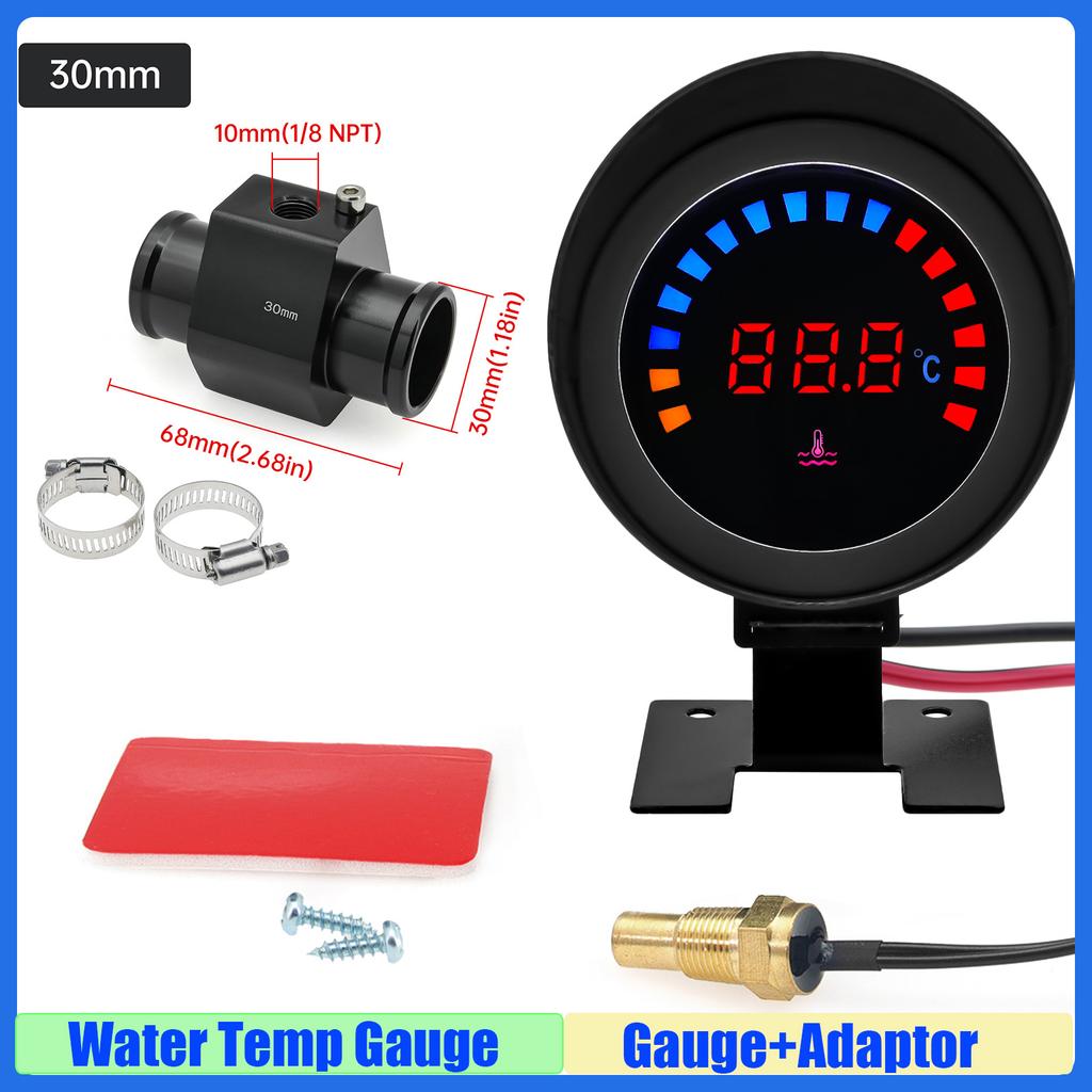 MAIMEIMI Digital -10°C~110°C Water Temperature Gauge with Sensor 10mm Auto Car Water Temp Meter Joint Pipe Sensor 26-40mm