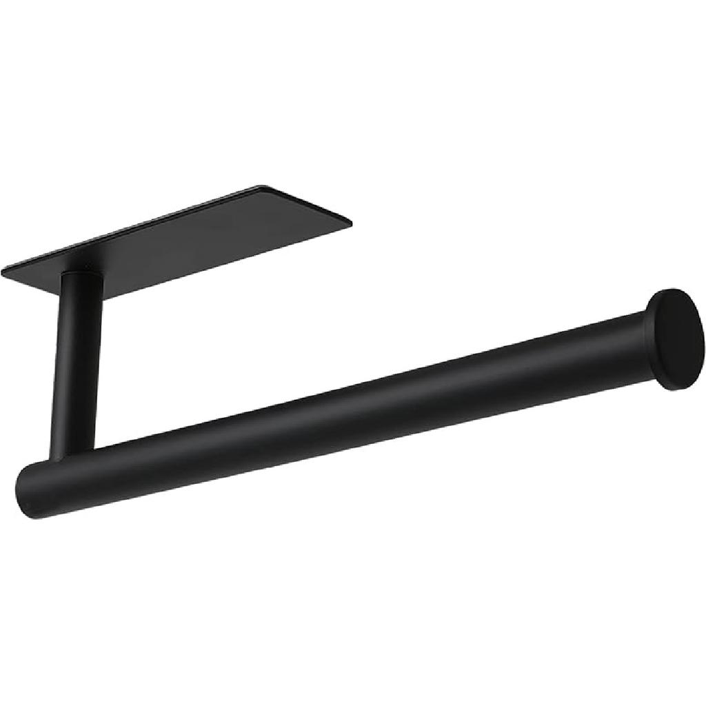 Theaoo Paper Towel Holder - Under Cabinet Paper Towel Holder for Kitchen, Adhesive Paper Towel Roll Rack for Bathroom Towel, Wall Mounted Matte Black