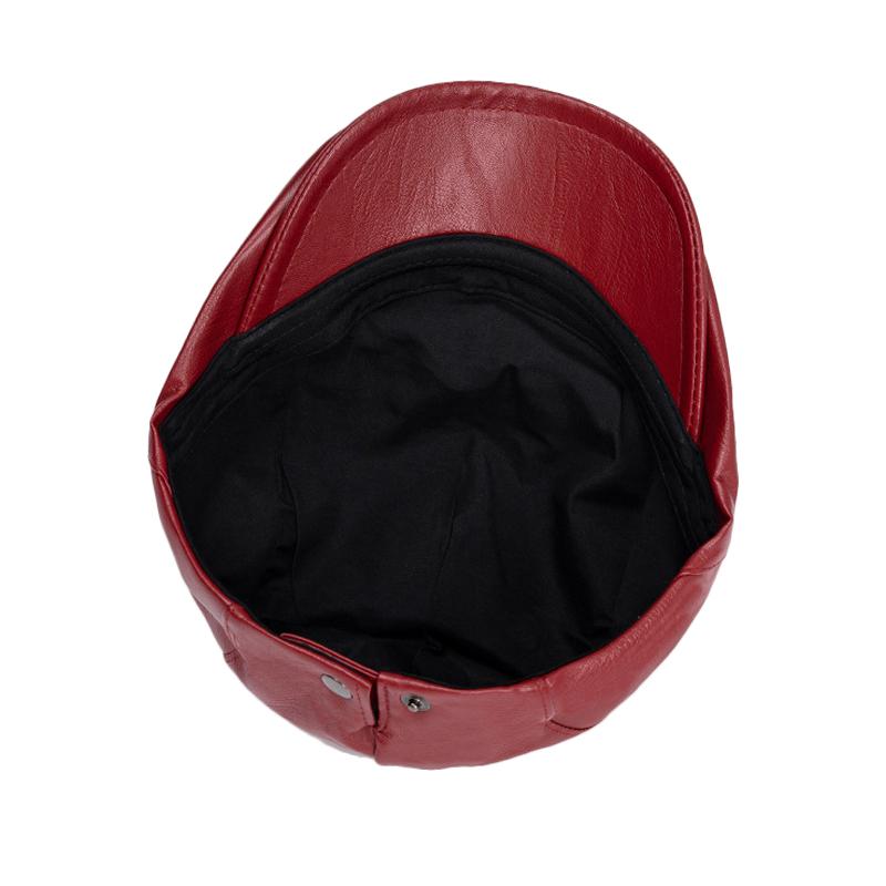 Leather Beret Men's Autumn Winter Warm British Peaked Cap Women's Forward Cap Painter Cap