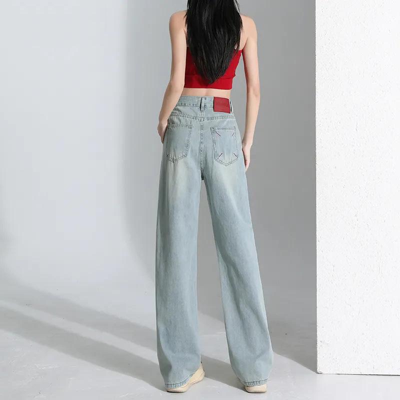 

Spring 2025 Women s High-Waisted Korean Straight-Leg Wide-Leg Jeans XL