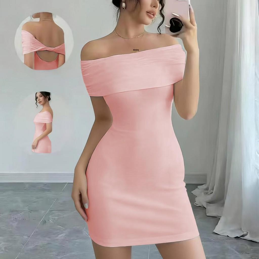 2025 European & American Spring/Summer Backless One-Shoulder Slim-Fit Dress