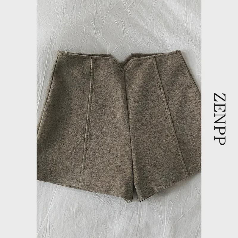 Dámské vlněné kraťasy do A s vysokým pasem: Podzim/zima 2023 Korejské oblečení pro volný čas a outdoor