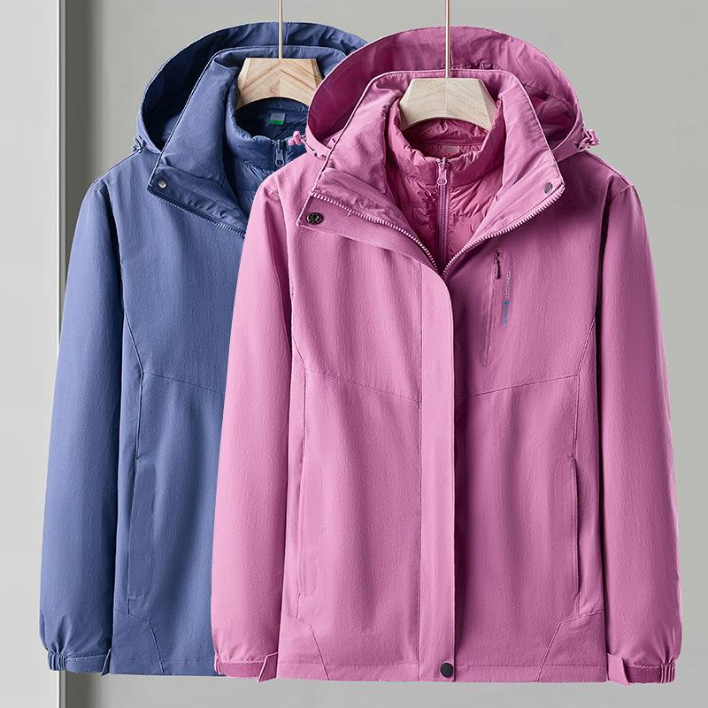 White Duck Down Detachable Three-in-one Jacket for Men, Windproof, Waterproof and Warm, Self-driving Camping and Mountaineering Clothing