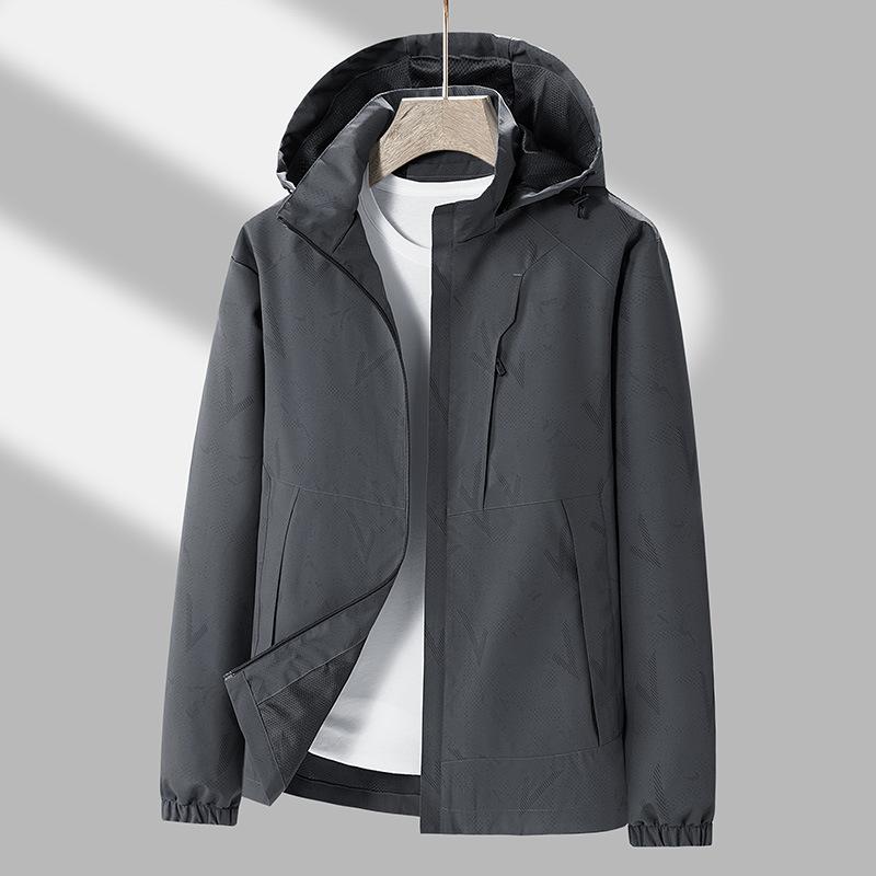 Men's New Spring Trend Jacket Loose Removable Cap Outdoor Hiking Wear Couple Windproof Waterproof Jacket
