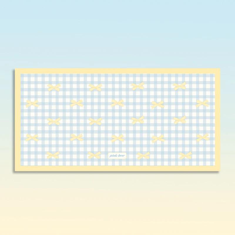 Pet Waterproof Carpet Cat Dog Eating Mat Blue Plaid Pvc Leather Non-slip Floor Mats Cute Sweet Home Decoration Rug for Kitchen