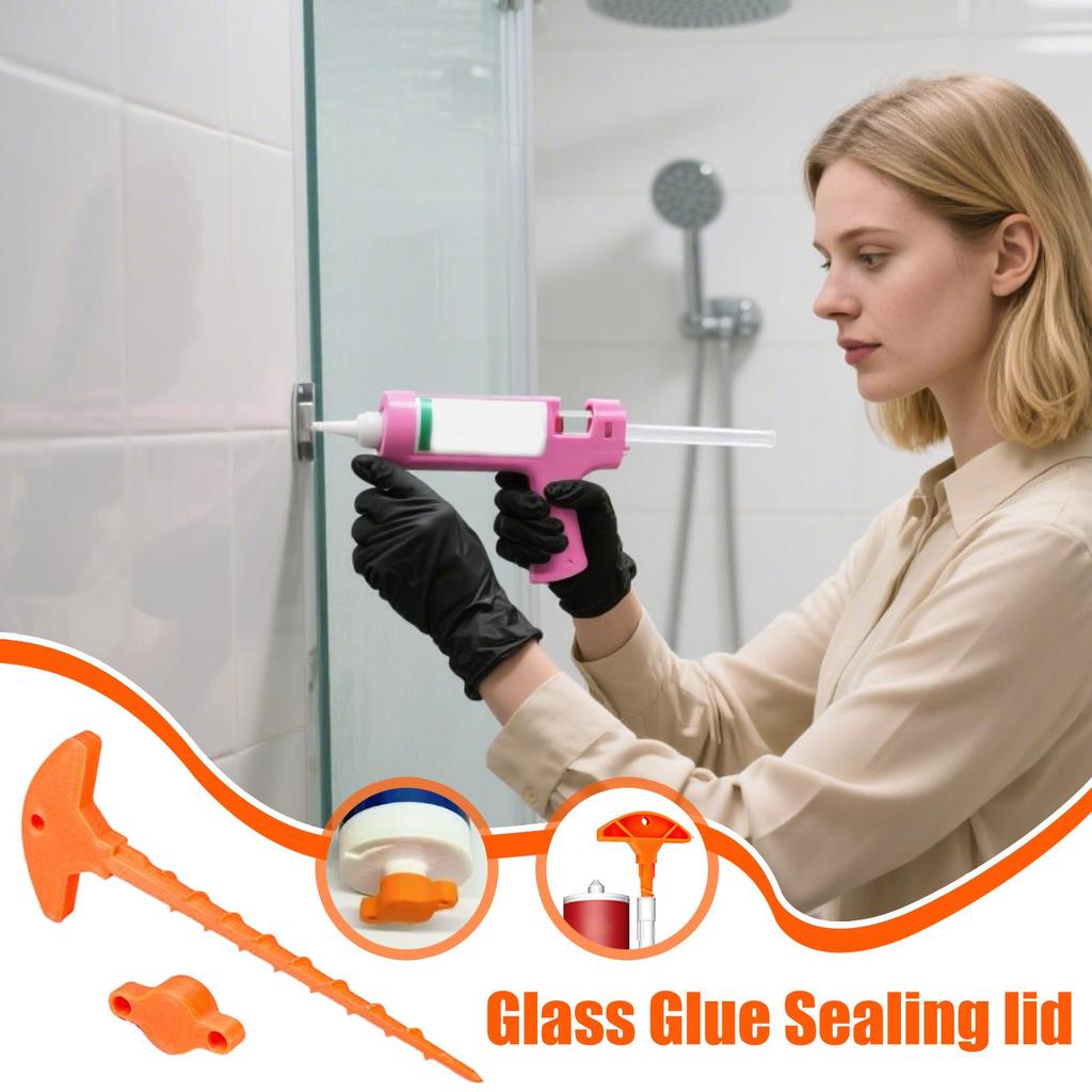 1 Set Glass Glue Sealing Caps With Sealant Gun Nozzle Dredge Lid To Prevent Quick Drying Of Core Pipes For Adhesive Usage