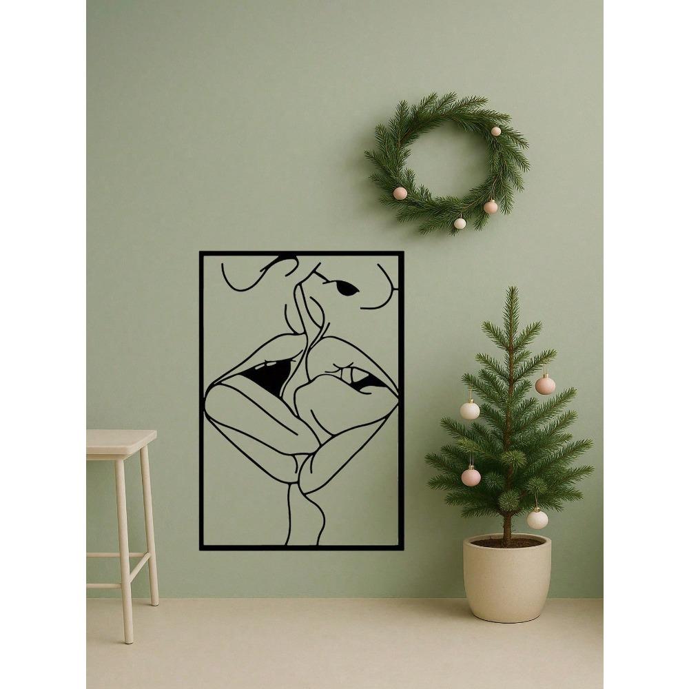 Romantic Kiss Metal Wall Art Laser Cut Couple Silhouette Wrought Iron Home Decor Bedroom Anniversary Valentine Gift